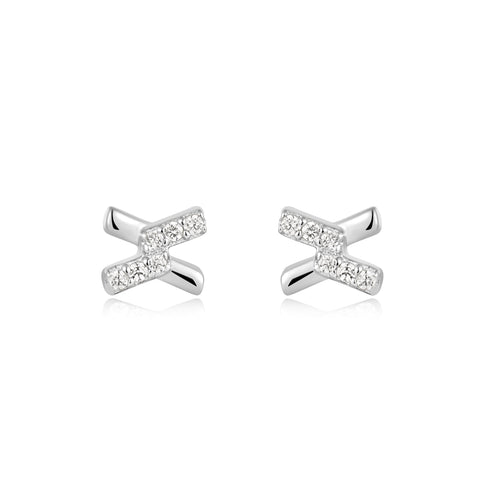 Silver Cross Cubic Zirconia Studs